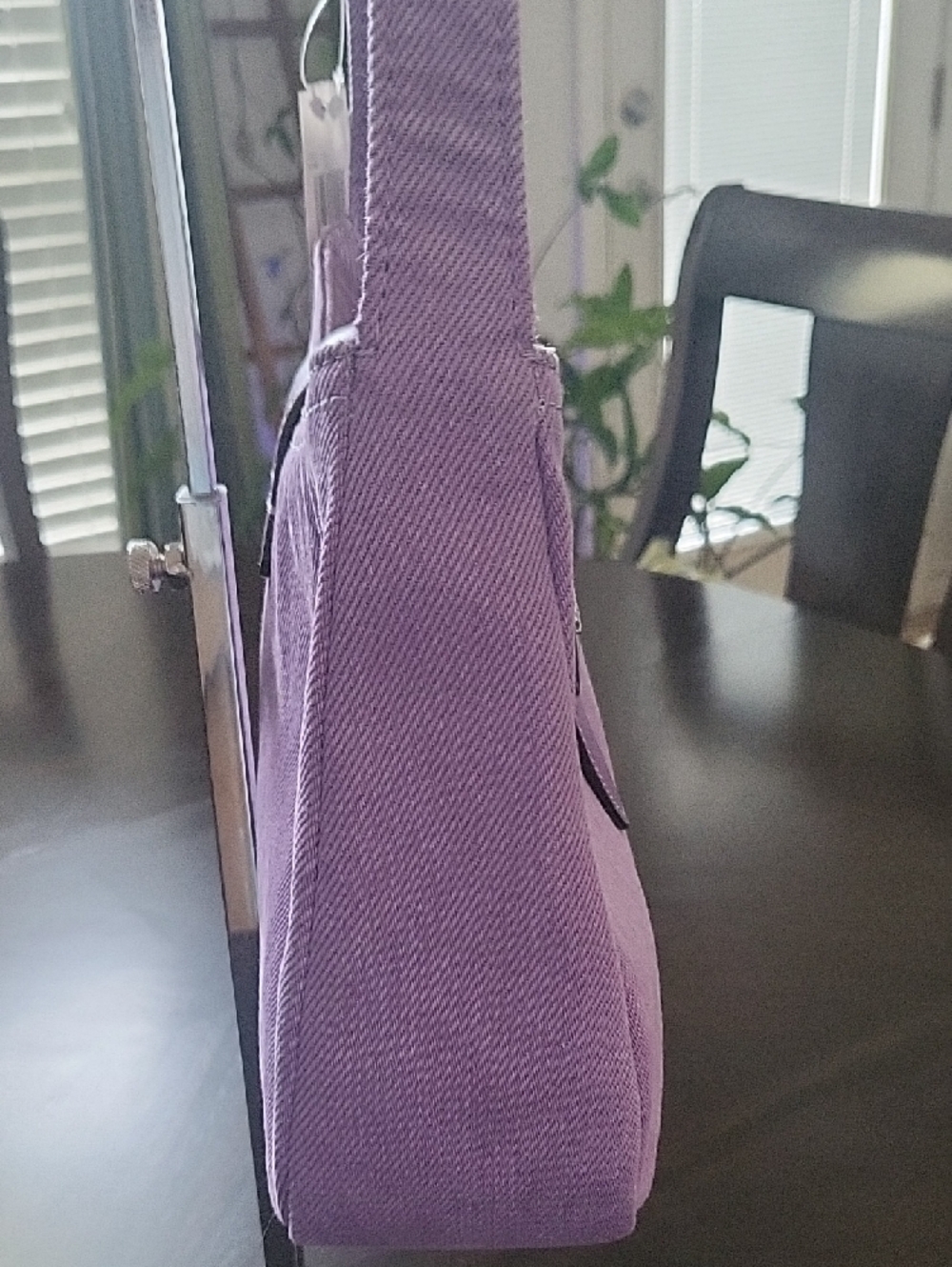 Coach Purple Denim Shoulder Bag with Leather Trim - Picture 4 of 13
